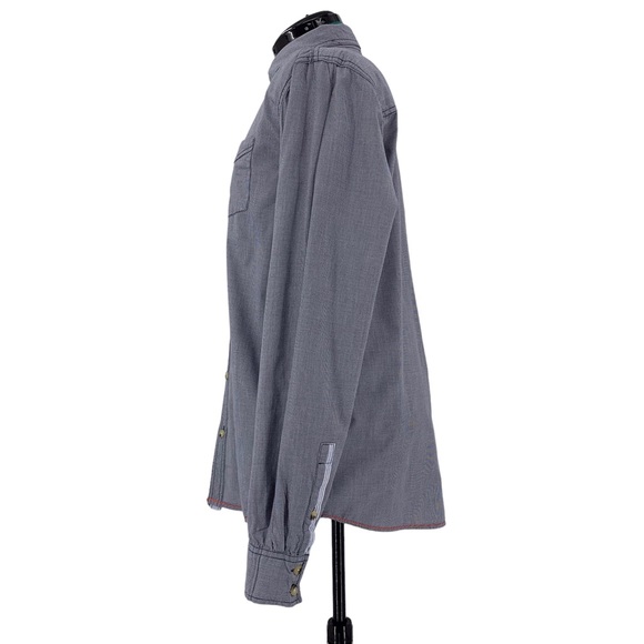 Triple Five Soul Blue and White Mini Houndstooth Print Button Down, Large - Picture 4 of 16